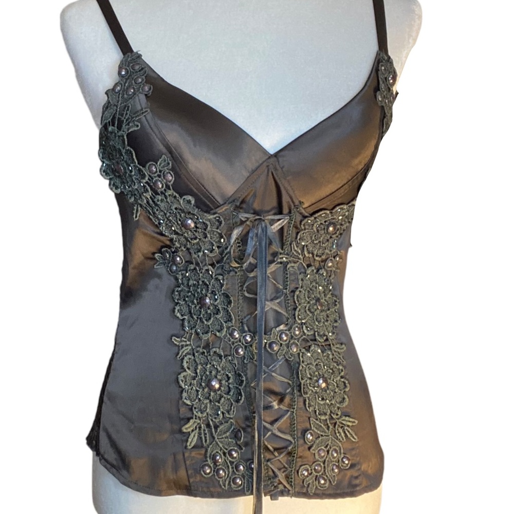 Forever XXI Corset:Size Medium, Front lace-up, beaded, beautiful, excellent Cond